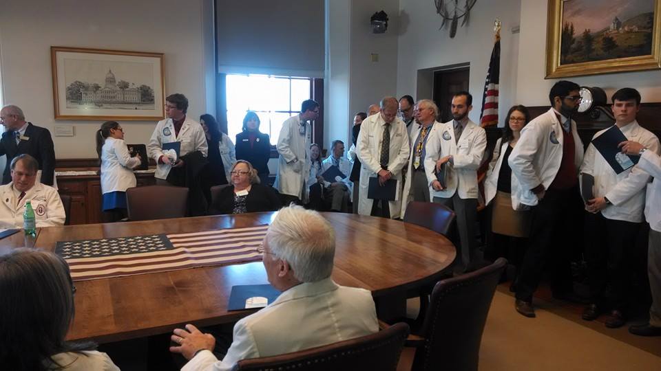 Physicians waiting for the Governor to arrive.
